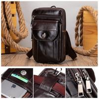 Sac de ceinture en cuir véritable de style vintage pour hommes, pochette de ceinture pour téléphone, petit sac à bandoulière en cuir avec boucle, 7538