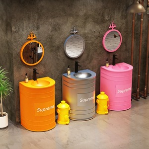 Mobile Bagno Industriale <span class=keywords><strong>Vintage</strong></span> in Metallo a Barile, Lavabo Retrò a Forma di Fusto <span class=keywords><strong>con</strong></span> <span class=keywords><strong>Specchio</strong></span> per Uso Commerciale - Product Image 3