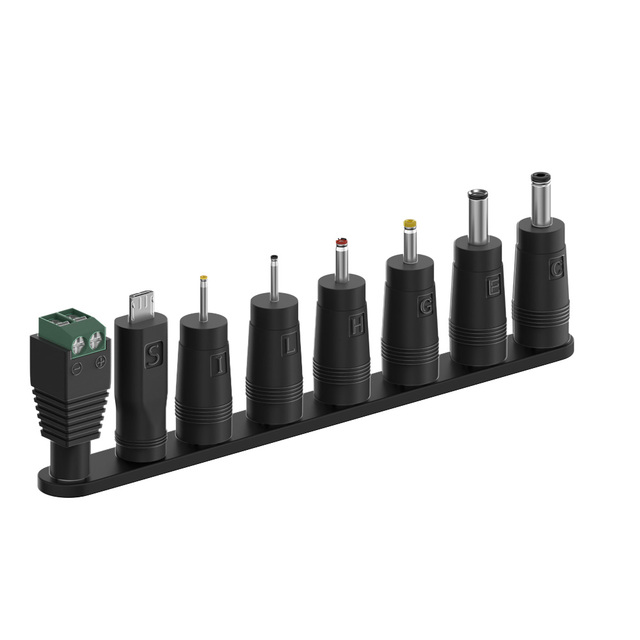 8 Pieces Universal 5.5mm X 2.1mm DC AC Power Adapter Tip Connector Kit PVC Material Short Circuit Protection LED Laptop