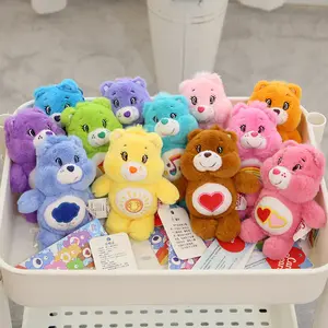 Original Atacado Colorido Lovely Heart Bear Plush Pingente Keychain Soft Hug Me Teddy Bear Plush Toy 15cm Presente de Aniversário
