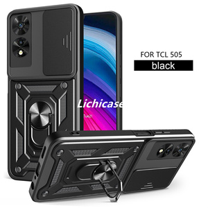 Lichicase Acier Pris En Charge Push Fenêtre Lentille Protection TPU Hybride PC Bumper Case pour TCL 505 Téléphone Sac - Product Image 1