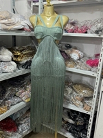 Robe de soirée dos nu à franges pour femme, col en V profond, coupe ajustée, style célébrité pour le tapis rouge