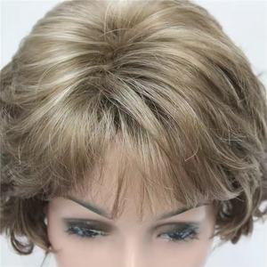 Pelucas de pelo sintético para mujer, rizadas cortas con flequillo, hasta los hombros, marrón, <span class=keywords><strong>Rubio</strong></span>, gris, blanco, gorro de peluca - Product Image 2
