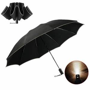 Parapluie manuel à trois plis pour femmes, LED, soleil/pluie/lampe torche, logo personnalisé imprimé, 100 cm, <span class=keywords><strong>Kaysen</strong></span>, pour les voyages en voiture - Product Image 3