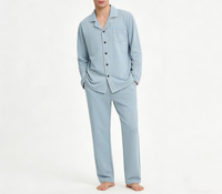 Pyjama unisexe Lijia écoresponsable, coupe ample et bien ajustée, ensemble de pyjama à manches longues rafraîchissant pour la maison, taille élastique
