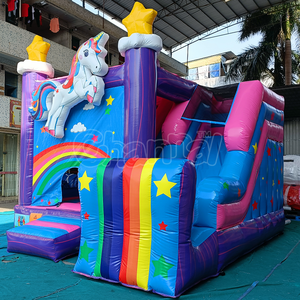 <span class=keywords><strong>Château</strong></span> gonflable thème Licorne Arc-en-ciel avec toboggan étoile, tente <span class=keywords><strong>de</strong></span> fête couverte, jeux gonflables pour enfants, parc d'attractions familial - Product Image 2