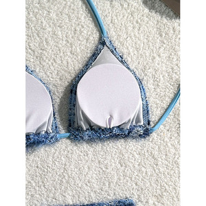 2026 New Arrival <strong>Blue</strong> Gradient Special Fabric 3 Piece <strong>Bikini</strong> <strong>Set</strong> Wholesale Elegant and Best Selling Swimwear <strong>Set</strong> - Product Image 5