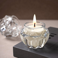 Pot à bougie en verre transparent rechargeable de qualité supérieure avec accents dorés pour bougies aromatiques et parfumées sur mesure, vente en gros