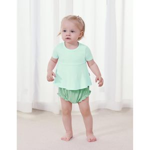 Conjunto de camiseta y pantalones cortos de verano para niñas pequeñas BambooBud, viscosa de bambú, 3 meses-6 años, ropa transpirable para bebés - Product Image 5