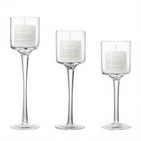 Ensemble de 3 bougeoirs en verre transparent, vase à bougies transparent pour mariage, fête, Noël, Saint-Valentin, décoration de la maison