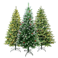 Sapin de Noël artificiel en plastique de haute qualité, écologique, avec base de 7 pieds et lumières LED chaudes, pour usage intérieur