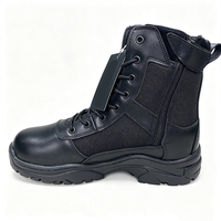 Bottes tactiques en cuir noir TSB601 à tige haute, imperméables, semelle en caoutchouc antidérapante, chaussures d'extérieur toutes saisons, vente en gros en Chine