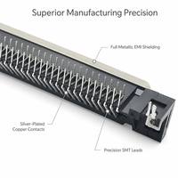 90 °   Conector D-SUB Hembra Serie 57BR de Ángulo Recto HD con Soporte Z Integrado Remachado y Orificios de Montaje Planos para Control Industrial