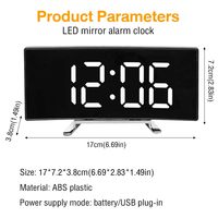 Jam Alarm Elektronik Digital Desain Lengkung Modern Angka LED Catu Daya USB 3 Nada Alarm Tunda Memori Mati Otomatis Kalender