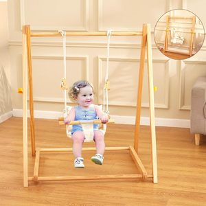 Thiết Kế Mới Bé Đồ Chơi Đu Bộ Sân Chơi Bằng Gỗ Toddler Đu Đứng Có Thể Gập Lại Bé Bằng Gỗ Đu Ghế Đặt Đứng Với Thông - Product Image 4