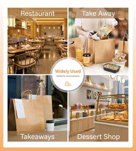 Sac en papier kraft personnalisé ZJPACK Classic, impression sérigraphique, biodégradable, pour la vente à emporter, sac de courses avec poignée torsadée pour les sushis - Product Image 3