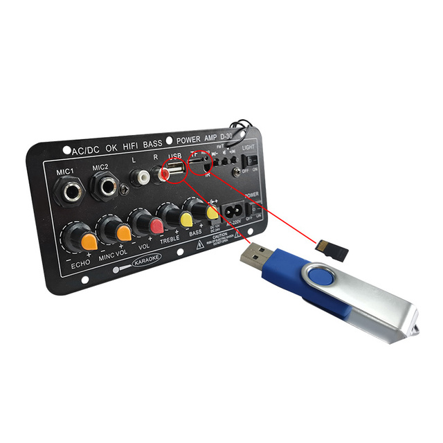 IQIYU D30 30W HIFI Bluetooths Class D Amplifier Board with Karaoke USB/TF