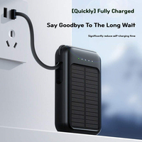 Batterie externe solaire 10000 mAh avec 4 câbles de charge intégrés, sortie USB, lampe torche LED et indicateur de batterie, chargeur portable pour l'extérieur
