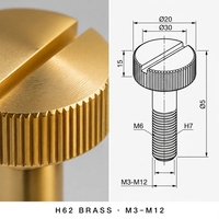 Longfan H62 Brass Thumb Screw Slotted Standard Thread Metric Hand Tightening Decorative Fastener M3-M12 OEM Custom
