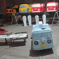 STYG Mini-train électrique à manivelle pour enfants, usage intérieur, 1,2 m, en fibre de verre, 1/2/3 places, équipement de divertissement éducatif pour maternelle