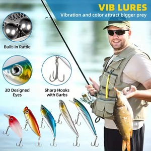 Ensemble de leurres de pêche en métal et plastique Spoil Catch avec boîte à leurres et attractifs pour la pêche au bar, à la truite, au saumon en lac et en ruisseau, vers souples en plastique - Product Image 6