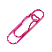 Clips de Papel Grandes en Forma de Corazón Rosa de 2.8 Pulgadas, Suministros de Oficina, Portalápices Metálico para Cuaderno