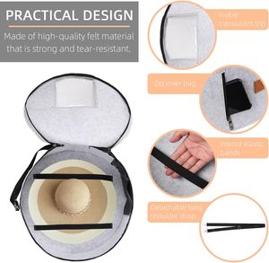 MOQ bajo al por mayor personalizado grande hecho en casa ropa colgante poliéster fieltro caja <span class=keywords><strong>de</strong></span> almacenamiento armario sombrero <span class=keywords><strong>organizadores</strong></span> con correa para el hombro - Product Image 3