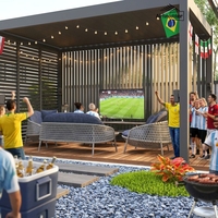 Pergola bioclimatique motorisée en aluminium avec toit rétractable, imperméable et protection UV pour jardin et terrasse extérieurs