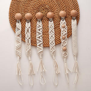 <span class=keywords><strong>Chupete</strong></span> Vintage de ganchillo para bebé, cadena con Clip, cuerda de algodón tejida con madera de haya, soporte para pezones ficticios DIY para 0-12 meses, juguete de dentición - Product Image 1