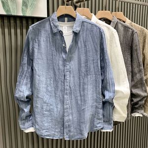 <span class=keywords><strong>Camicia</strong></span> in Lino con Perline di Alta Qualità, <span class=keywords><strong>Plissettata</strong></span>, a Maniche Lunghe, Casual, da <span class=keywords><strong>Uomo</strong></span>, Autunno Inverno, Vintage, Traspirante, Non Necessita di Stiratura - Product Image 3