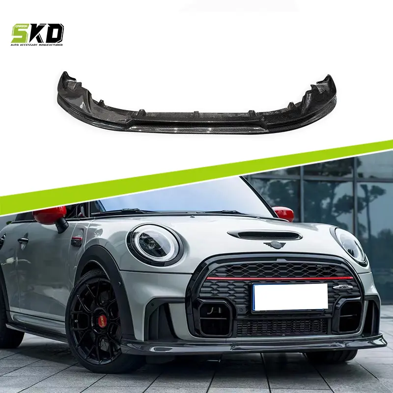 Para 2021 + MINI F56 JCW 3D estilo fibra de carbono seco parachoques delantero labio inferior