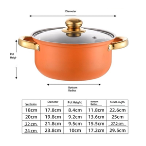 6-piece Orange Stainless Steel Non-stick <b>Cookware</b> <b>Set</b> Including Pots and Pans, with Glass Lids, Suitable for Kitchen Frying. - Product Image 4