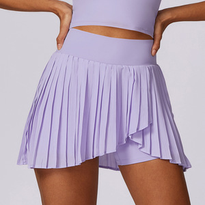 Jupes de tennis plissées pour femmes Séchage rapide Nylon Spandex Couleur personnalisée Logo Taille Robe de golf Entraînements de course Vêtements de tennis pour adultes - Product Image 5