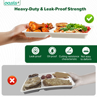 Assiettes en bagasse 100 % compostables et écologiques à 5 compartiments, emballage alimentaire jetable, imperméable, résistant à la graisse, compatible micro-ondes
