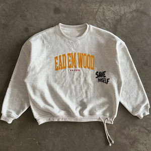 เสื้อสเวตเชิ้ตคอกลมทรงโอเวอร์ไซส์ปักโลโก้ตามสั่งสำหรับผู้ชาย เสื้อสเวตเชิ้ตคอกลมทรงบ็อกซี่ผ้าฝ้าย - Product Image 1