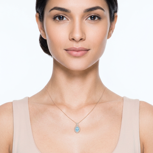 Lab-Grown Oval Aquamarine Pendant Necklace 925 Sterling Silver Fine Jewelry OEM ODM Wholesale Supplier - Product Image 6