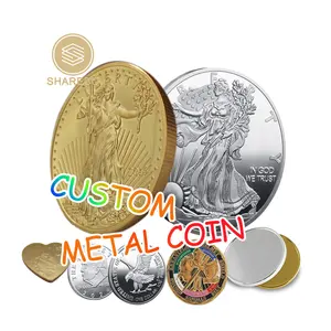 Koin berlapis emas 24k elang Amerika untuk hadiah koin paduan seng logam 3d 1 oz patung kerajinan logam koin peringatan Liberty