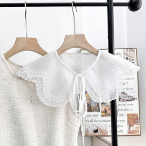 Collar Peter Pan desmontable bordado vintage, cuello falso blanco y negro <span class=keywords><strong>para</strong></span> vestido y suéter - Product Image 4