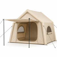 Tente cabine gonflable de 4,6 m² à porte unique en Oxford avec colonnes d'air pour le camping