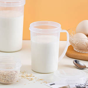 Milk Cup With <b>Lid</b> And Handle 500Ml <b>Microwaveable</b> Plastic Measuring Cup For Breakfast Minimalist Design - Product Image 5