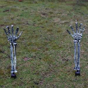 Halloween Trong Nhà Ngoài Trời Sân Đạo Cụ 2Pcs 47Cm Skeleton Pin Hoạt Động Ánh Sáng Mặt Đất Chèn Với Hẹn Giờ Đèn LED Trắng Ấm - Product Image 1