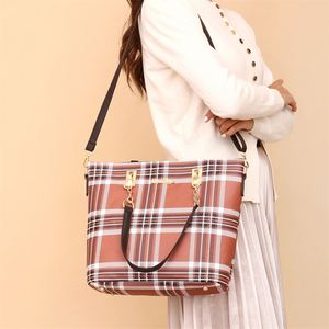2025 High Quality Women PU Tote 6-Piece Bag Durable Zipper <b>Large</b> Capacity Plaid Handbag Sling Bag <b>Purse</b> Set - Product Image 5
