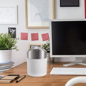 Bidone della spazzatura bianco in acciaio inossidabile piccolo bidone della spazzatura per casa, ufficio, cucina, tavolo da tavola, camera da letto, auto - Product Image 6
