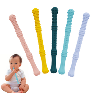 Bpa-free mềm Silicone Hollow mọc răng Gậy nhai rơm Đồ chơi máy rửa chén an toàn và dễ dàng để giữ cho trẻ sơ sinh trẻ mới biết đi 3-18 tháng - Product Image 1
