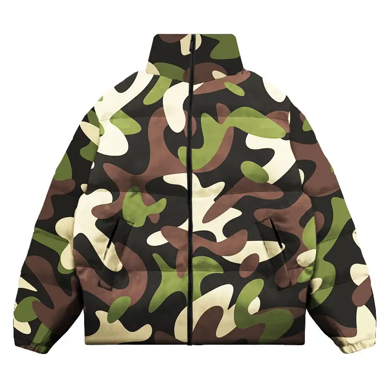 Hommes vestes et manteaux 2021 hommes manteau en duvet mode motif camouflage grande taille personnalisé veste matelassée marque personnalisée toile tissu