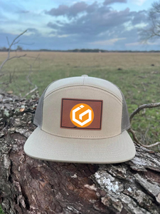 Alta calidad personalizado Flat Bill 7 Panel 168 estilo caza pesca Snapback Cap parche de cuero personalizado logo malla gorra de camionero - Product Image 4