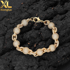 Luxury 18K Gold Plated for <b>Bracelet</b> for Men and Women Full Diamond Round <b>Bead</b> Iced Design Butterfly Shape Fine Jewelry Bangle - Product Image 3
