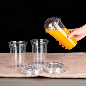 Customized Logo 12 14 16 18 20 24oz Clear Disposable Milk Tea Pet Plastic <b>Cup</b> With Lid for <b>Cold</b> Drinks - Product Image 1
