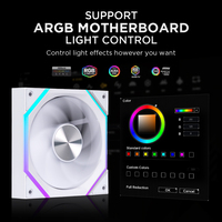 Ventilateur de boîtier d'ordinateur ARGB 120 mm, ventilateurs de refroidissement de processeur pour PC avec lumières LED, roulement à bille, 4 broches PWM, 6-30 dB