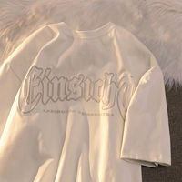 T-shirt personnalisé avec impression en relief, 100% coton, blanc uni, t-shirts oversize pour hommes